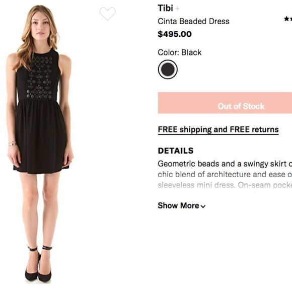 💙 GUC Tibi Black Cinta Beaded Dress - Picture 3 of 8